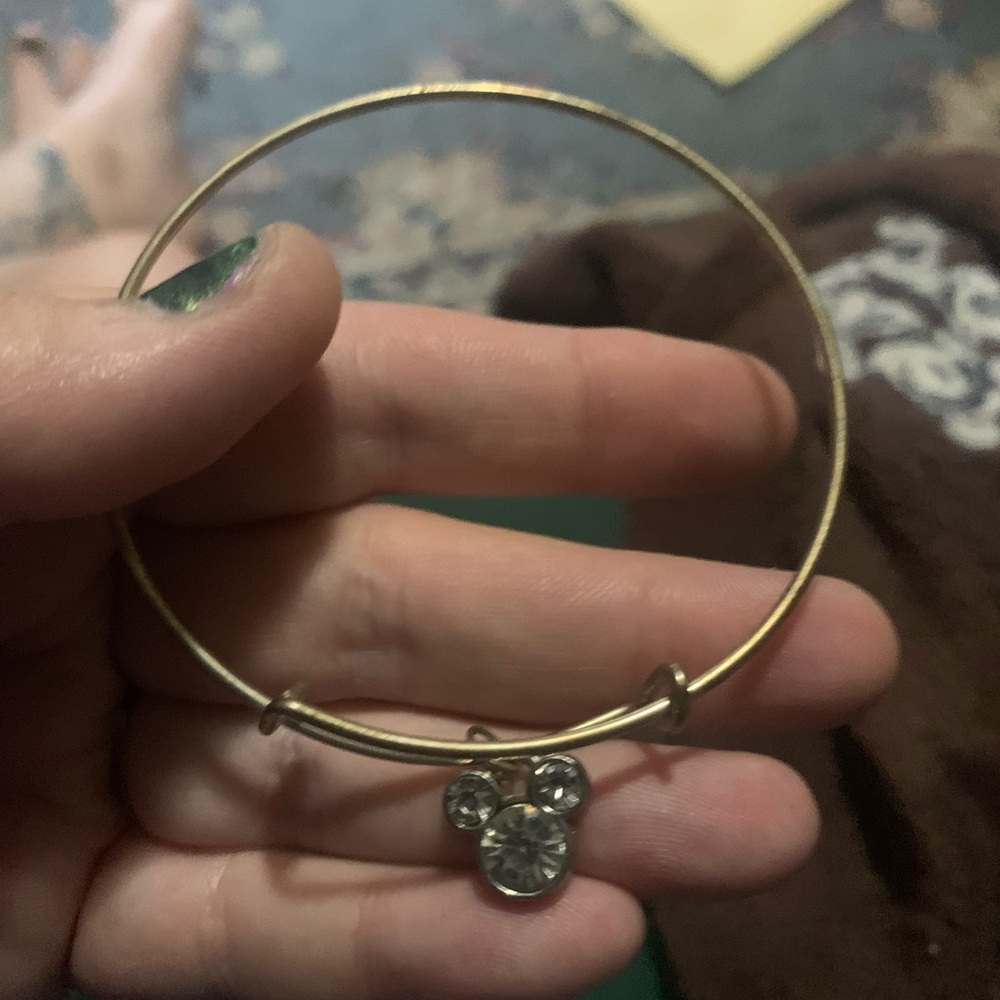 Gold Bangle Bracelet with Mickey  Charm